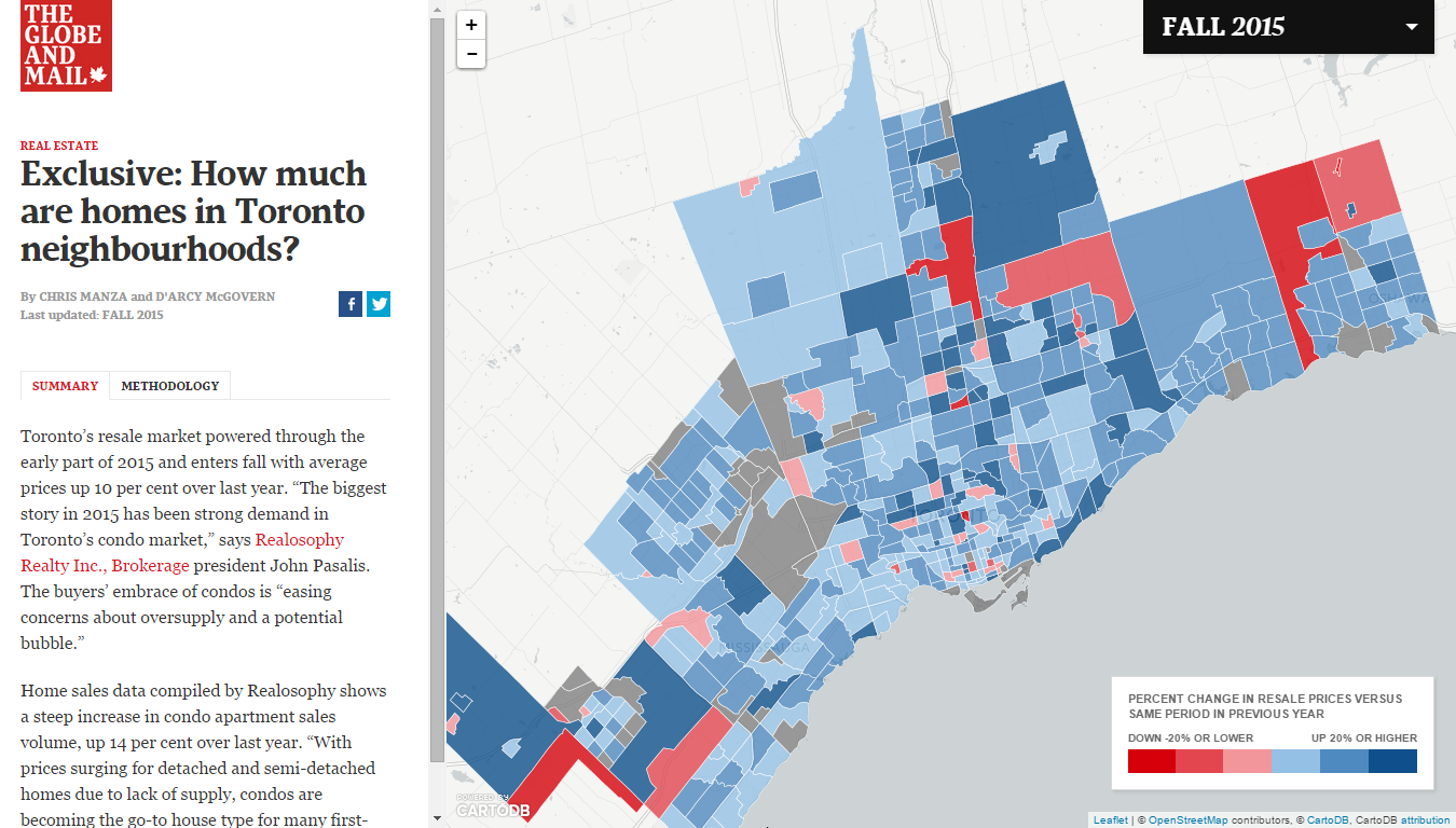 Globe and Mail Toronto real estate costs screenshot